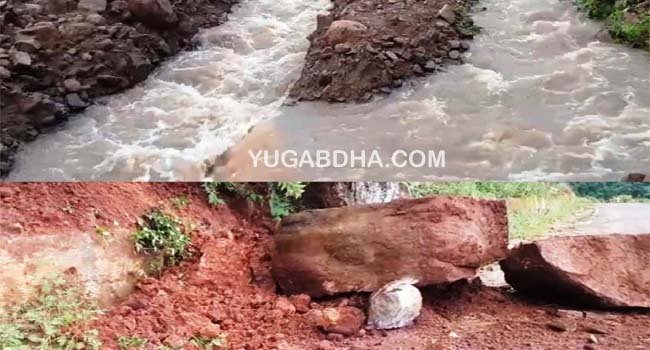 ଲଗାତର ବର୍ଷା ଯୋଗୁଁ ଗଜପତିରେ ଧସିଲା ପାହାଡ