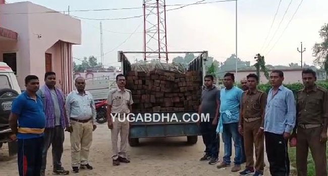ଶାଳ ସାଇଜ କାଠ ବୋଝେଇ ପିକ ଅପ୍ ଭ୍ୟାନ ଜବତ, ଚାଳକ ଫେରାର