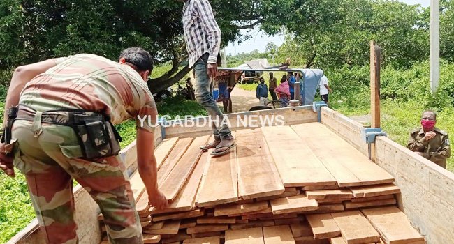 ୮୦ଖଣ୍ଡ ସାଗୁଆନ୍ ଓ ଶାଳ କାଠ ପଟା ଜବତ