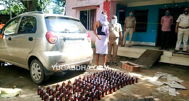 ୩୦ ଲିଟରରୁ ଉର୍ଦ୍ଧ ମଦ ଜବତ ସହିତ କାର ଓ ଜଣେ ଅଟକ