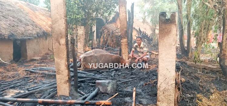 ଗୁହାଳ ଘରେ ଅଗ୍ନିକାଣ୍ଡ ପରିବାରକୁ କ୍ଷତି ପୁରଣ ପାଇଁ ଗ୍ରାମବାସୀଙ୍କ ପକ୍ଷରୁ ଦାବି