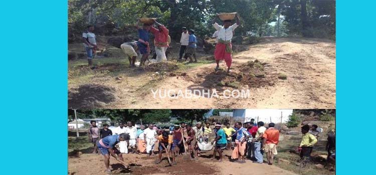 ମରାମତି ପାଇଁ ଶୁଣିଲାନି ପ୍ରଶାସନ, ୪ କିଲୋମିଟର ରାସ୍ତା ମରାମତି ପାଇଁ ଅଣ୍ଟାଭିଡ଼ିଲେ ଗ୍ରାମବାସୀ