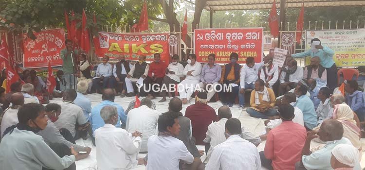 କଳା କୃଷି ଆଇନ ପ୍ରତ୍ୟାହାର ଦାବିରେ ଜିଲ୍ଲାପାଳଙ୍କ କାର୍ଯ୍ୟାଳୟ ସମ୍ମୁଖରେ ଧାରଣା