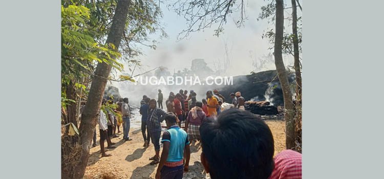 ଧାନ ଖଳାରେ ନିଆଁ ଲାଗି ୩୫ ବସ୍ତା ଧାନ ପୋଡିଗଲା