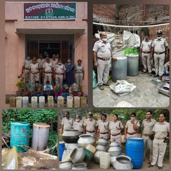 ୬୮୦ ଲିଟର ଦେଶୀ ମଦ ଜବତ, ୮ ମାମଲା ରୁଜୁ, ୬ ଜଣ ଗିରଫ
