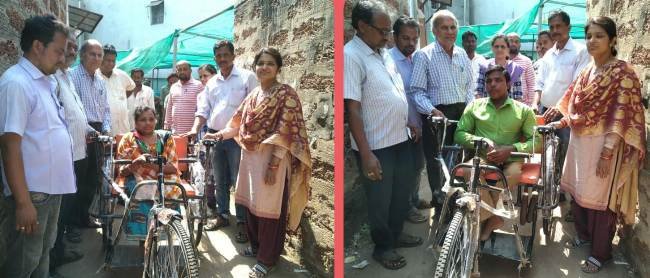 ଦିବ୍ୟାଙ୍ଗଙ୍କୁ ଇଣ୍ଡିଆ ଦେଲା ଟ୍ରାଇ ସାଇକେଲ ଓ ହୁଇଲ ଚେୟାର