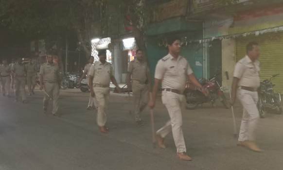 ଛତ୍ରପୁର ପୋଲିସର ଫ୍ଲାଗମାର୍ଚ୍ଚ