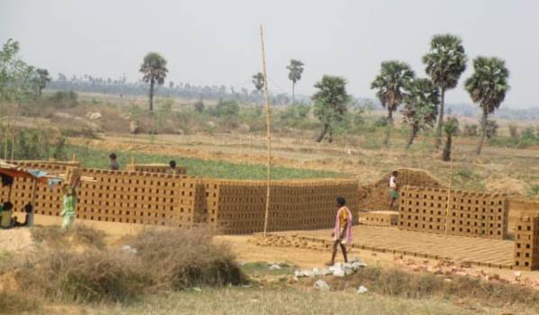 ନଦୀପଠା, ଗ୍ରାମ୍ୟ ରାସ୍ତା କଡରେ ମାଳମାଳ ଇଟାଭାଟି